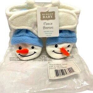 Hudson Baby Snowman Fleece Booties- 6-12M
